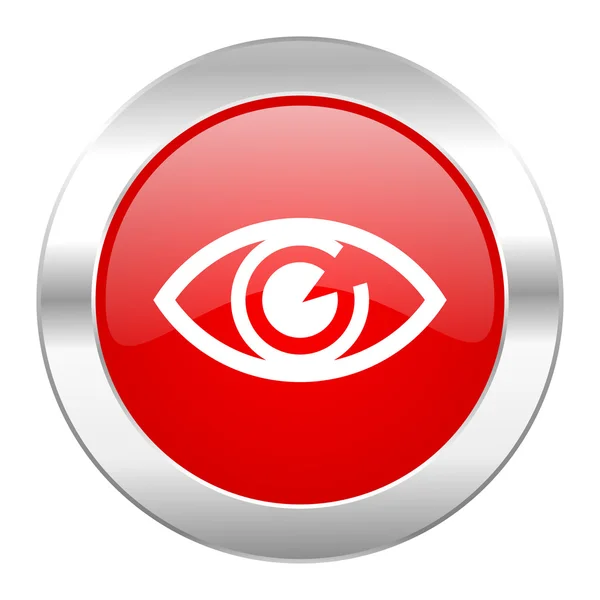 Очне червоне коло хромована веб-іконка ізольована — стокове фото