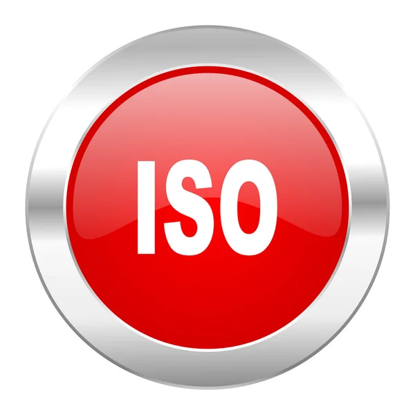 ISO rode cirkel chrome web-icoon geïsoleerd — Stockfoto