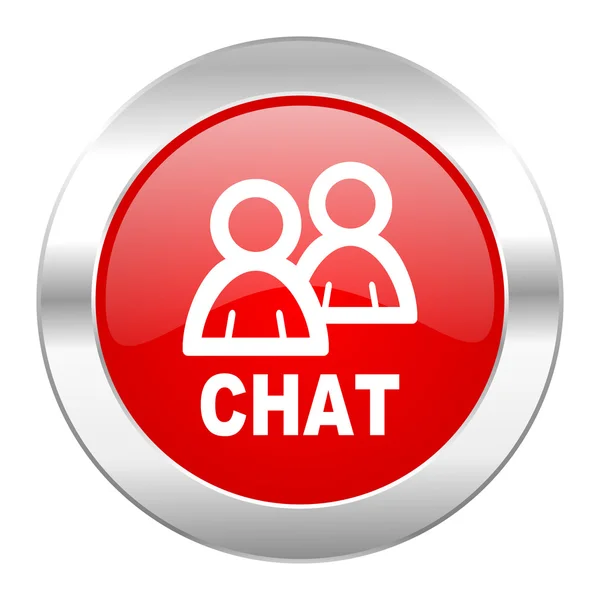 Chat roter Kreis Chrom Web-Symbol isoliert — Stockfoto