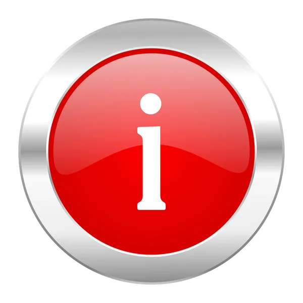 Informace červený kruh ikonu chrome web, samostatný — Stock fotografie