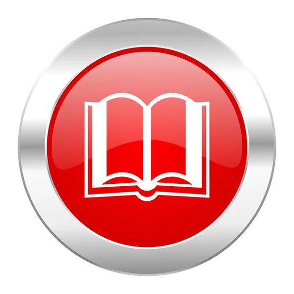 Book red circle chrome web icon isolated — Stock Photo, Image