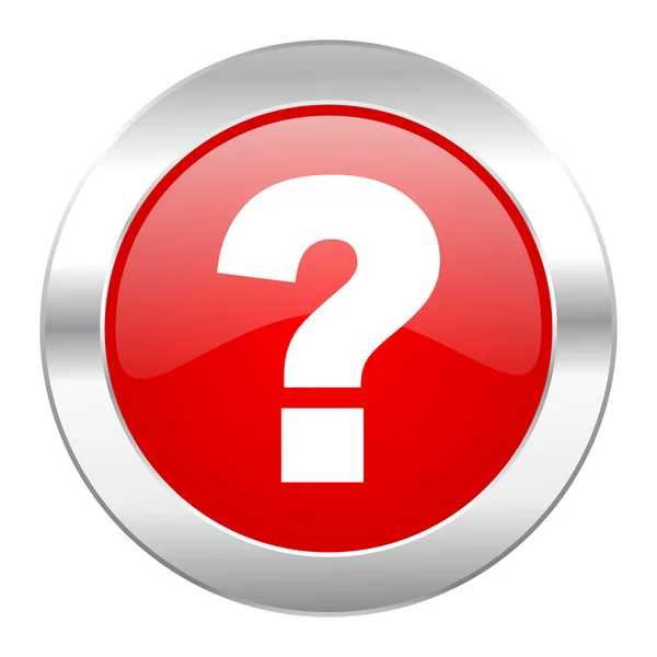 Question mark red circle chrome web icon isolated — Stock Photo, Image