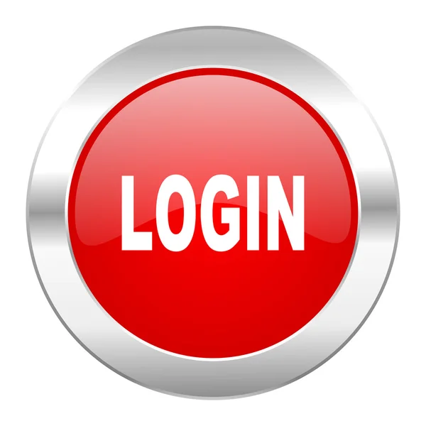 Login cerchio rosso cromo icona web isolato — Foto Stock