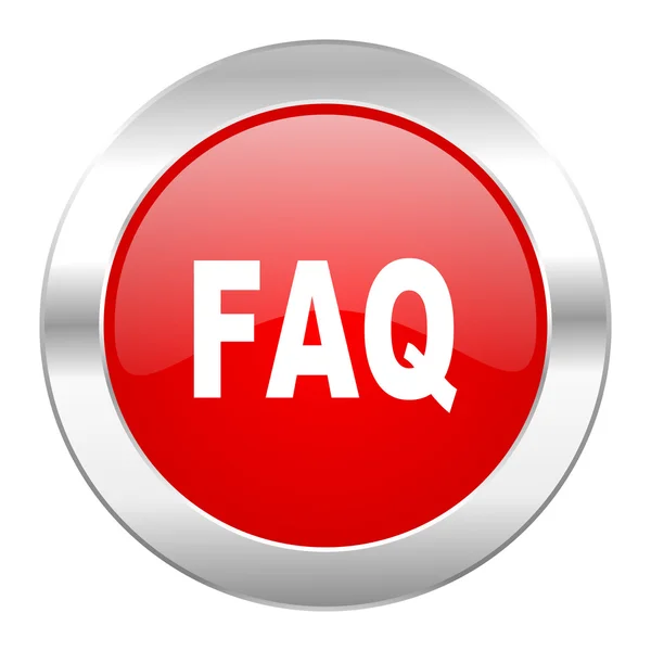 FAQ rode cirkel chrome web-icoon geïsoleerd — Stockfoto