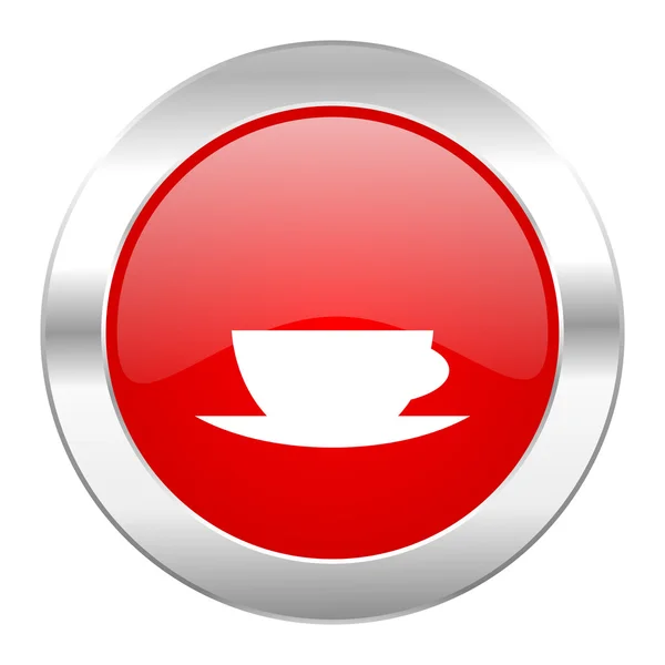 Espresso círculo rojo cromo web icono aislado —  Fotos de Stock