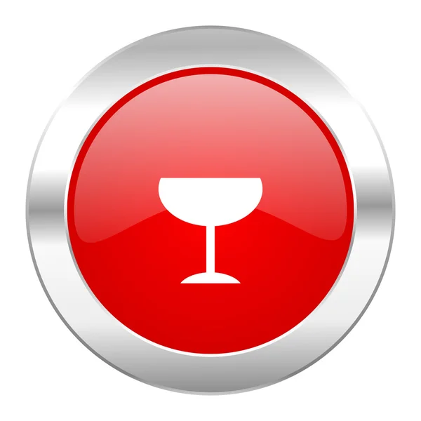 Alcool cerchio rosso cromo icona web isolato — Foto Stock