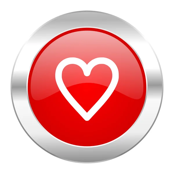 Corazón círculo rojo cromo web icono aislado — Foto de Stock