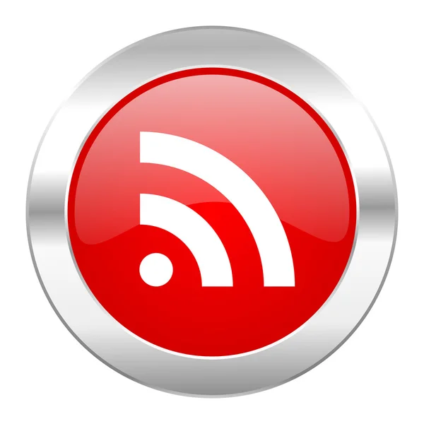 Rss red circle chrome web icon isolated — Stock Photo, Image