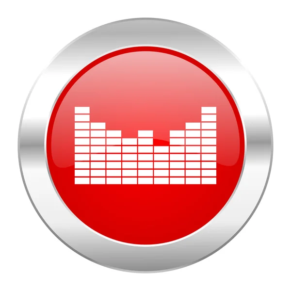 Ljud röd cirkel chrome web icon isolerade — Stockfoto