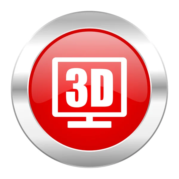 3d pantalla círculo rojo cromo web icono aislado —  Fotos de Stock