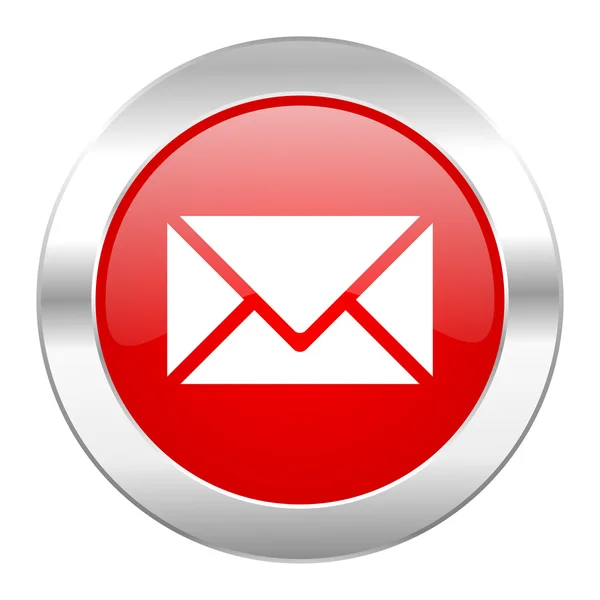 Email red circle chrome web icon isolated — Stock Photo, Image