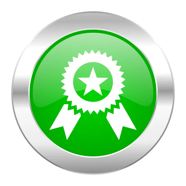 Prêmio círculo verde ícone web cromo isolado — Fotografia de Stock