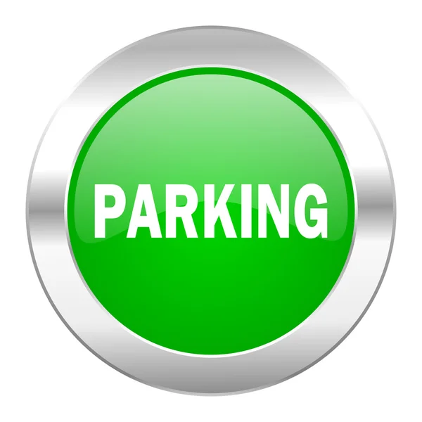 Parking green circle chrome web icon isolated — Stock Photo, Image