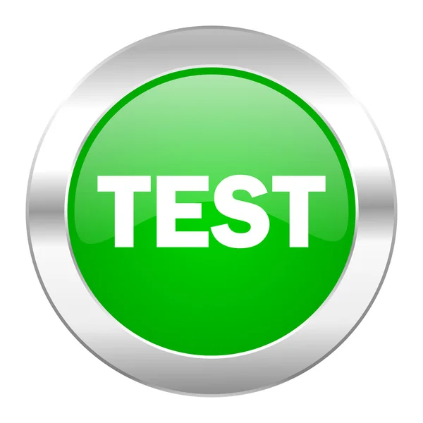 Test green circle chrome web icon isolated — Stock Photo, Image