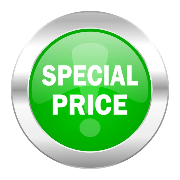 Special price green circle chrome web icon isolated — Stock Photo, Image