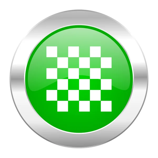 Шаховий зелений круг хром веб значок ізольований — стокове фото