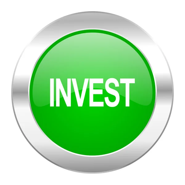 Inwestowanie ikona sieci web chrome zielone kółko na białym tle — Zdjęcie stockowe