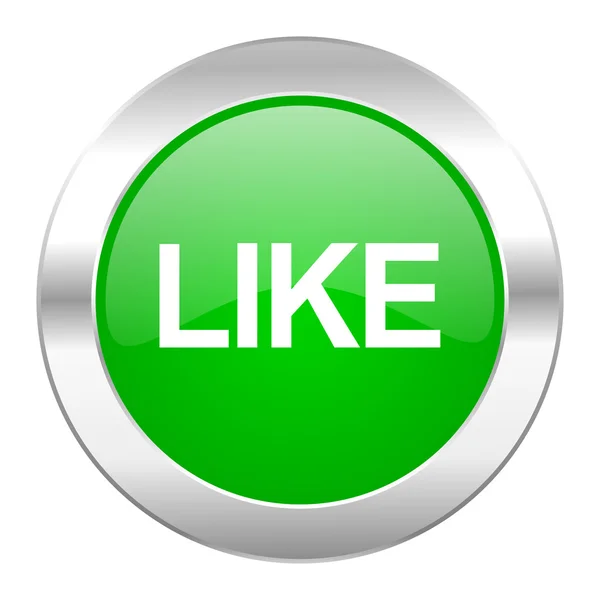 Like green circle chrome web icon isolated — Stock Photo, Image
