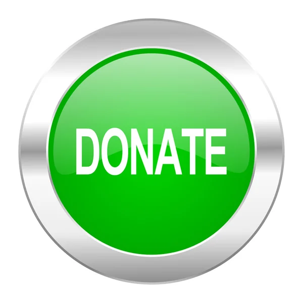 Donate green circle chrome web icon isolated — Stock Photo, Image