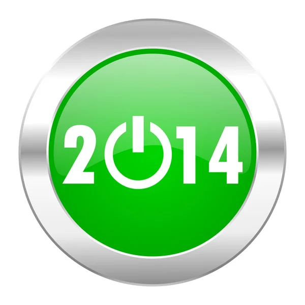 Year 2014 green circle chrome web icon isolated — Stock Photo, Image