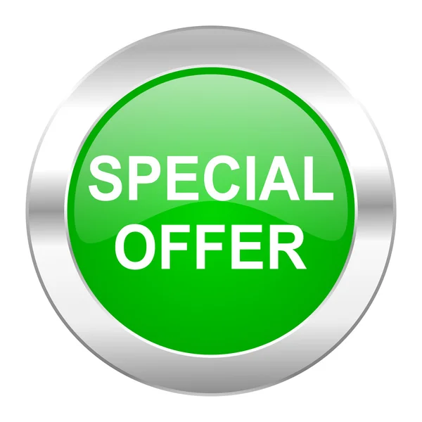 Special offer green circle chrome web icon isolated — Stock Photo, Image