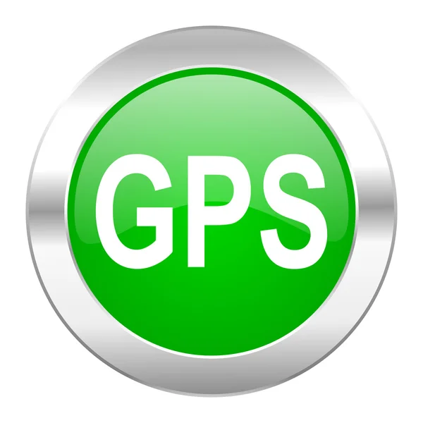 GPS зеленый круг хромированный иконка веб изолирован — стоковое фото