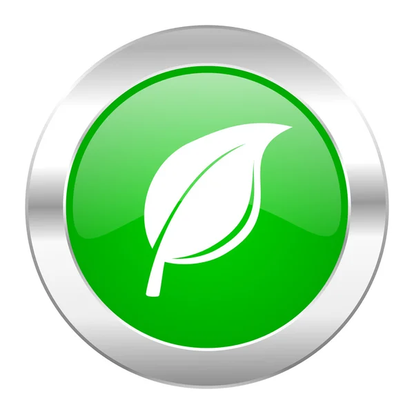 Nature green circle chrome web icon isolated — Stock Photo, Image