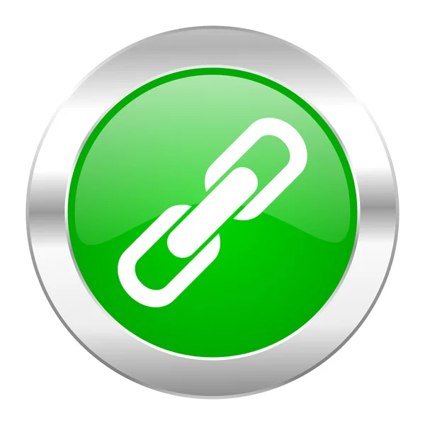 Link green circle chrome web icon isolated — Stock Photo, Image