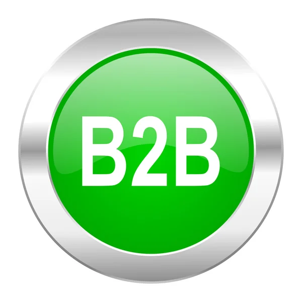 B2b 绿色圆圈镀铬网页图标隔离 — 图库照片