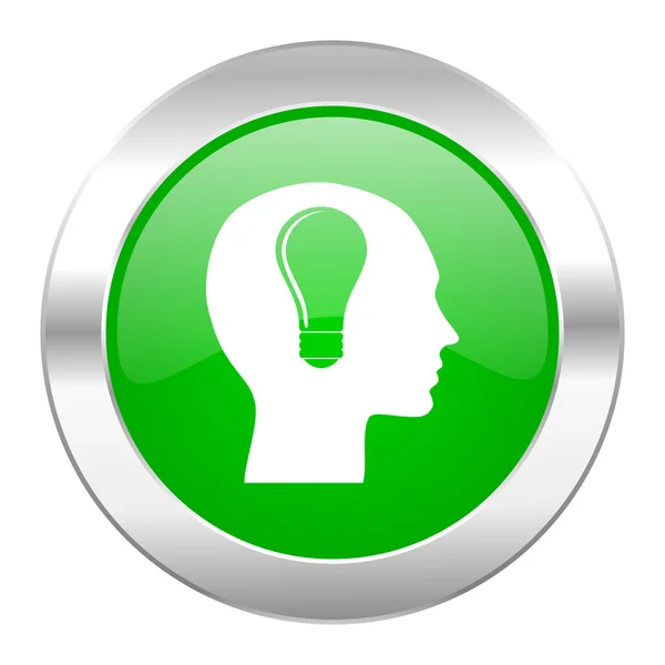 Ikona webové chrome hlavy zelený kruh, samostatný — Stock fotografie
