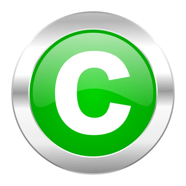 Copyright groen rondje chrome web-icoon geïsoleerd — Stockfoto