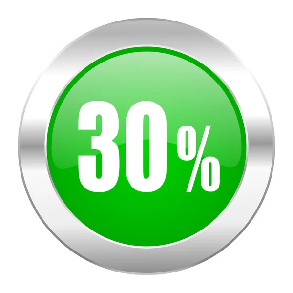 30 percent green circle chrome web icon isolated — Stock Photo, Image