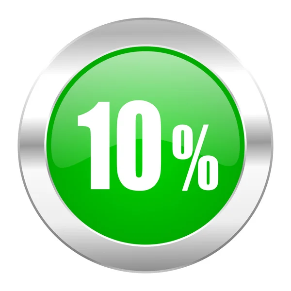 10 percent green circle chrome web icon isolated — Stock Photo, Image