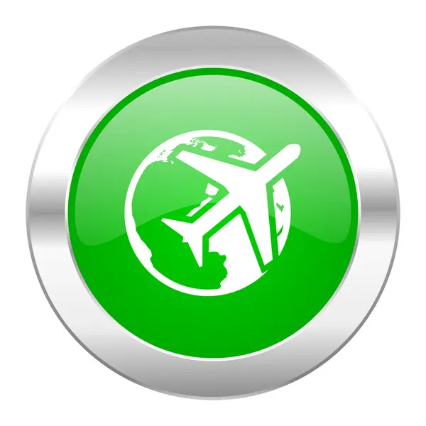 Travel green circle chrome web icon isolated — Stock Photo, Image