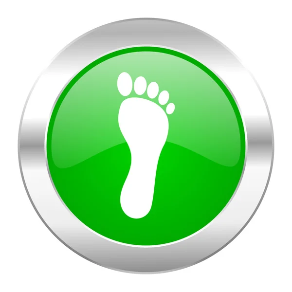 Piede cerchio verde cromato icona web isolato — Foto Stock