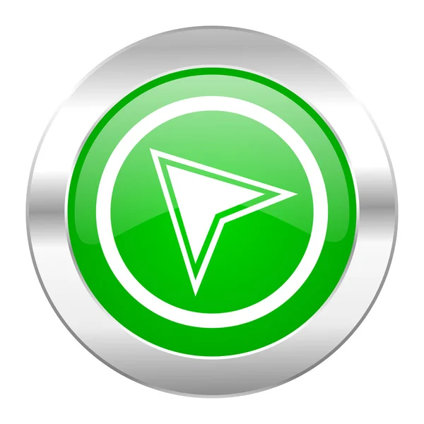 Navigation green circle chrome web icon isolated — Stock Photo, Image