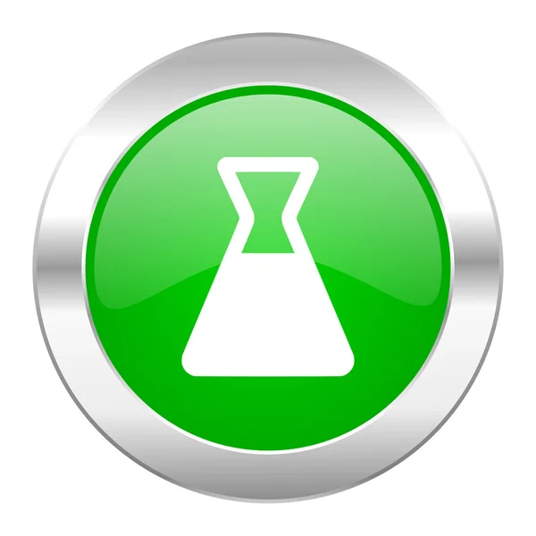 Laboratoriet grön cirkel chrome web-ikonen isolerade — Stockfoto