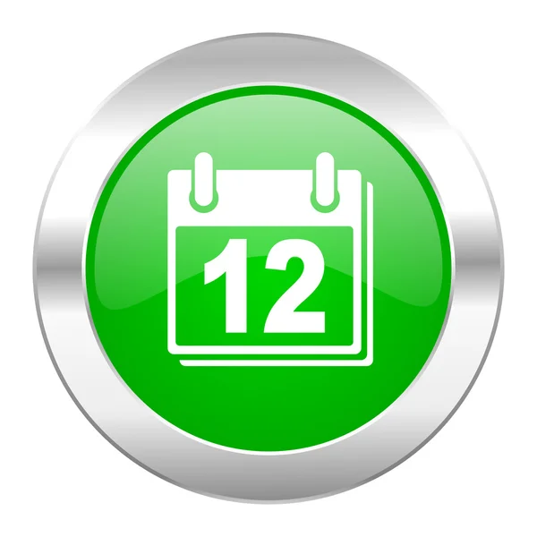 Calendar green circle chrome web icon isolated — Stock Photo, Image