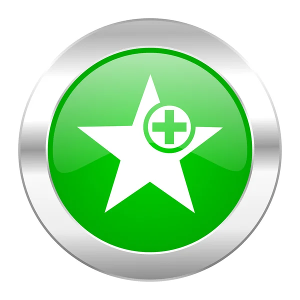 Star green circle chrome web icon isolated — Stock Photo, Image