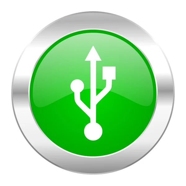 Usb green circle chrome web icon isolated — Stock Photo, Image