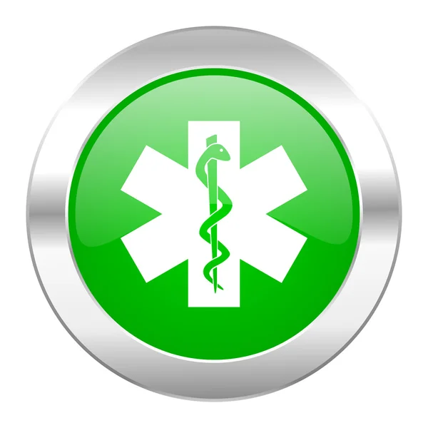 Emergency green circle chrome web icon isolated — Stock Photo, Image