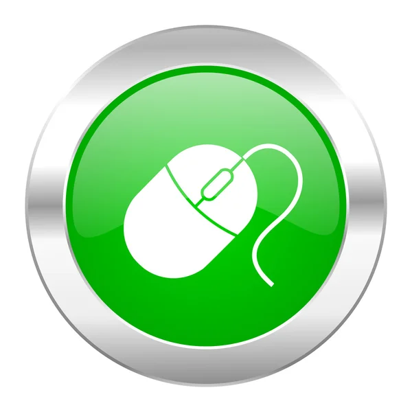 Mouse green circle chrome web icon isolated — Stock Photo, Image