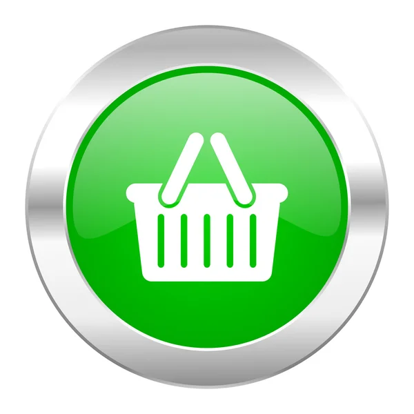 Koszyka zielone kółko Chrom tkanina ikona na białym tle — Zdjęcie stockowe