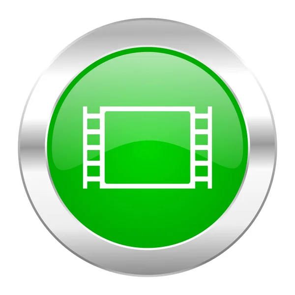 Movie green circle chrome web icon isolated — Stock Photo, Image