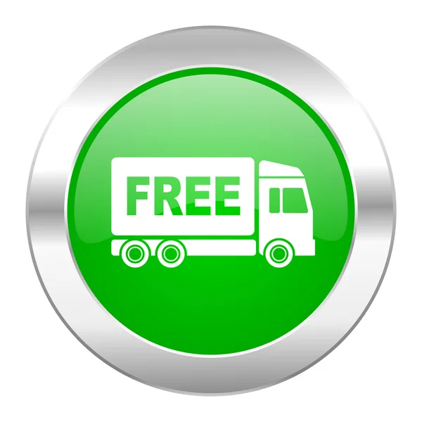 Free delivery green circle chrome web icon isolated — Stock Photo, Image