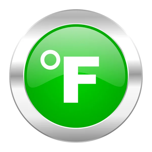 Fahrenheit groene cirkel chrome web-icoon geïsoleerd — Stockfoto