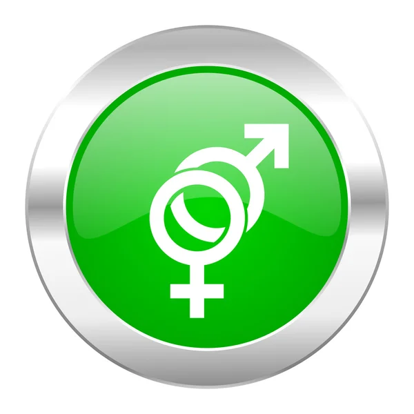 Sexo círculo verde cromo web icono aislado —  Fotos de Stock