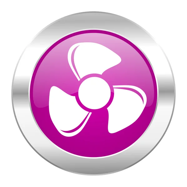 Ventilatore cerchio viola cromato icona web isolato — Foto Stock