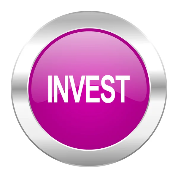 Investir círculo violeta ícone web cromo isolado — Fotografia de Stock