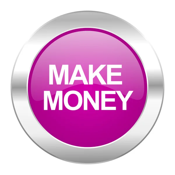 Make money violet circle chrome web icon isolated — Stock Photo, Image